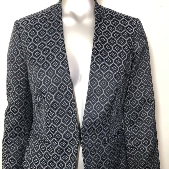 Banana Republic Jackets & Blazers - Banana Republic Women's Size 4 Open Front Textured Printed Blazer Drk Gray/Black